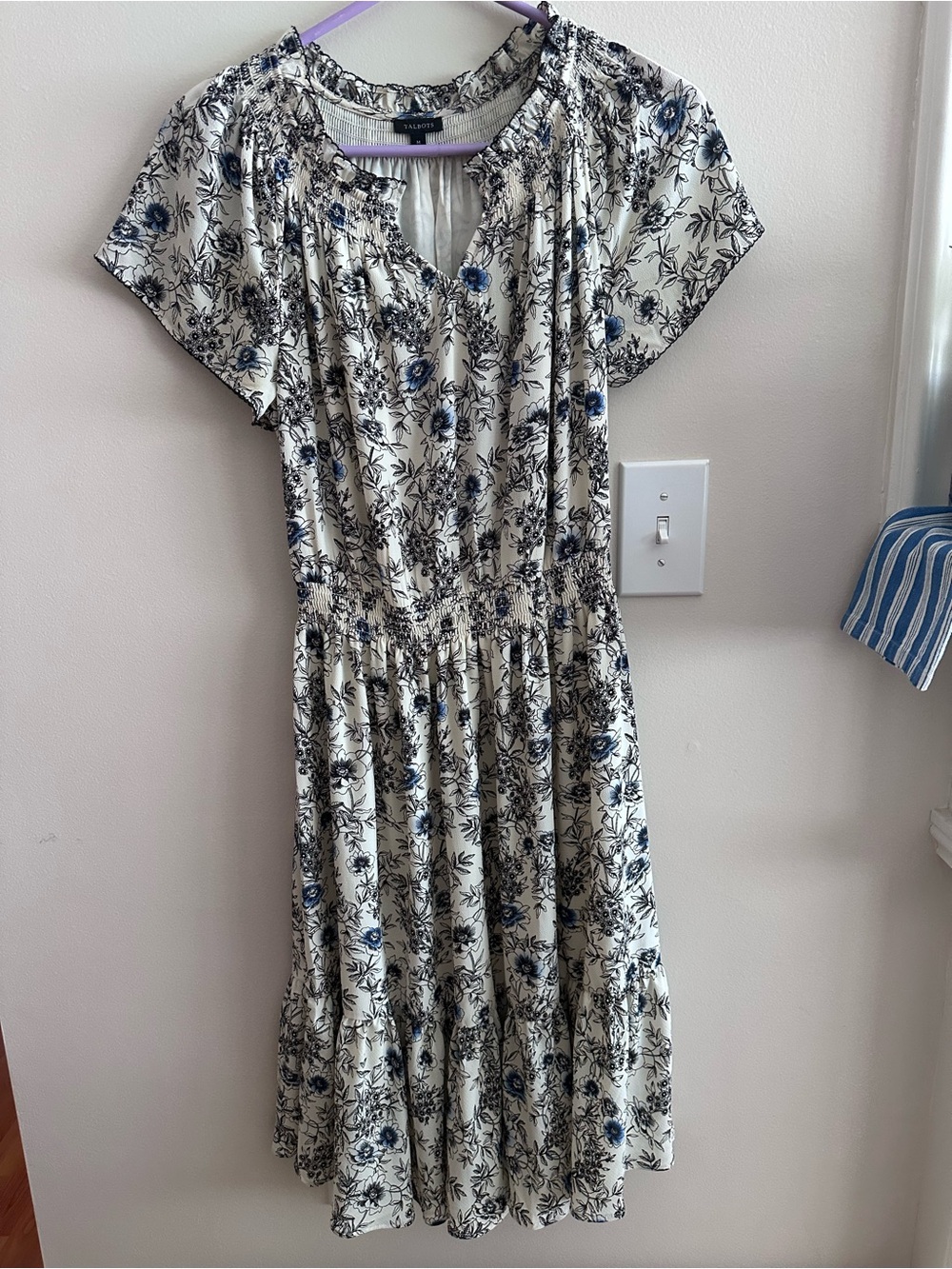 Talbots Floral Ruffle-Smock Mini Dress